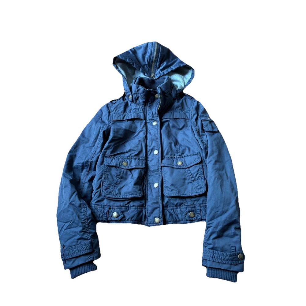 Women's American Eagle Quilted Chore Jacket Black‎ Zip Size XS Extra Small